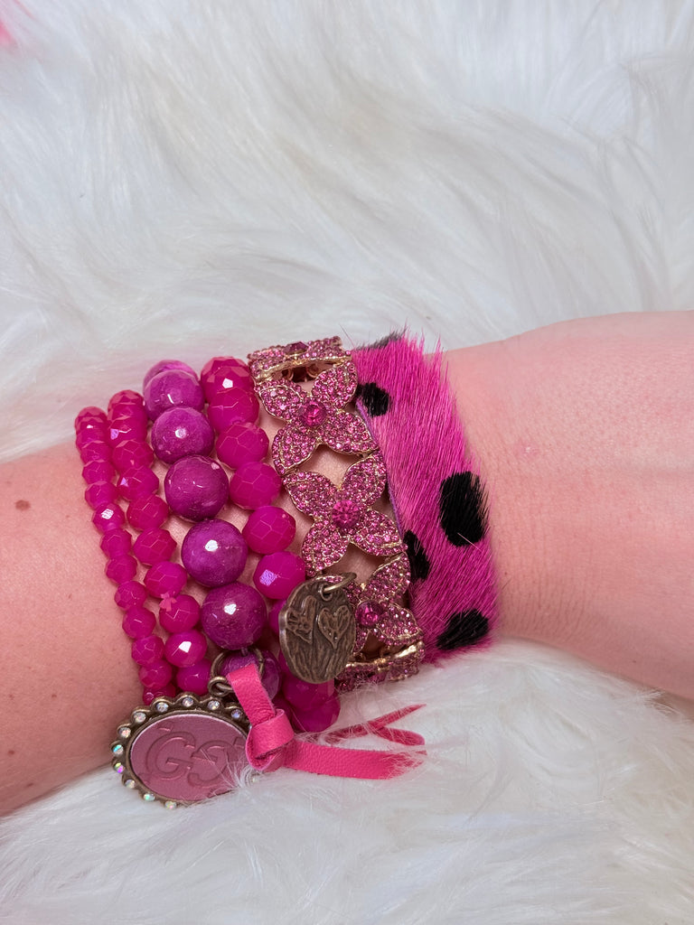 Jeweled Magenta Upcycled Bracelet Stack