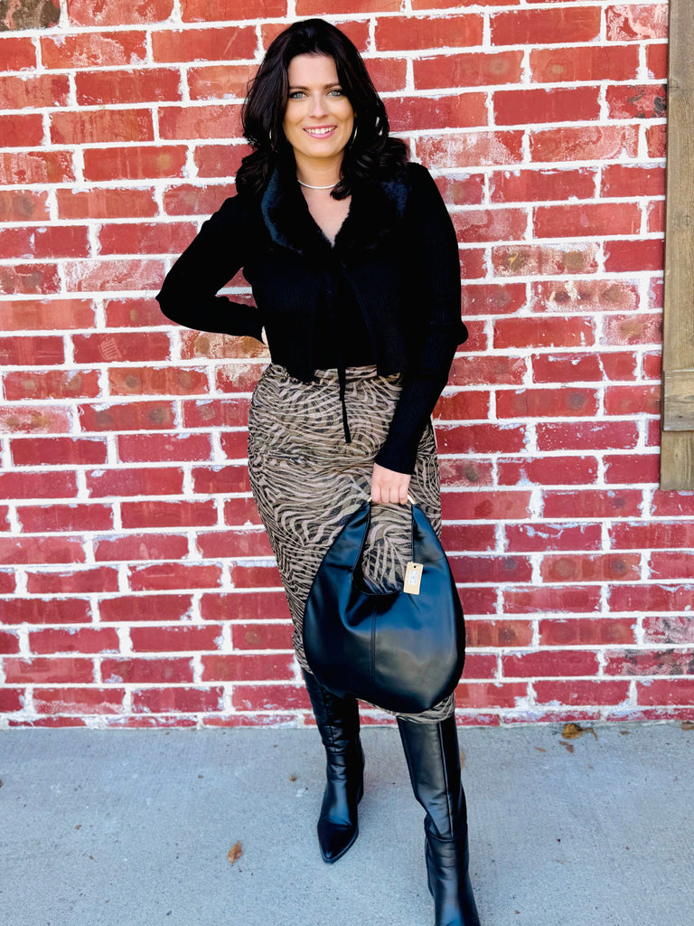 Wild Rush Zebra Midi Skirt