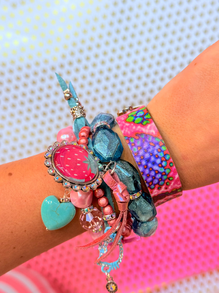 Berry Bliss Bracelet Stack & Leather Cuff