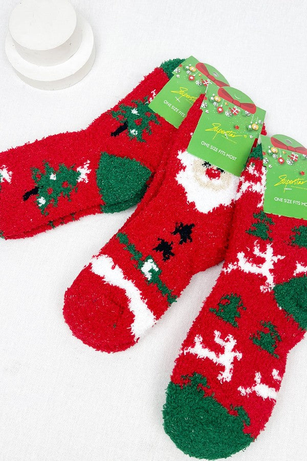 Holiday Cheers Printed Fuzzy Socks