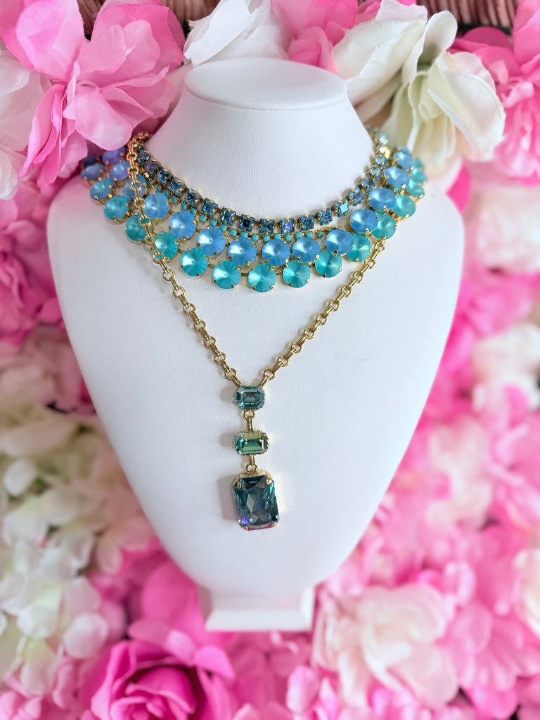 Sofia Swarovski Necklace in Light Turquoise Matte Glow