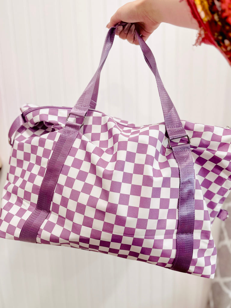 Lavender Check it Out Duffle Bag