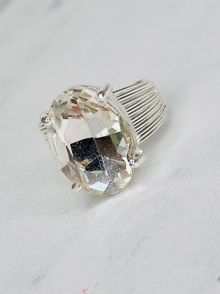 R100-Silver Crystal Ring (Options)