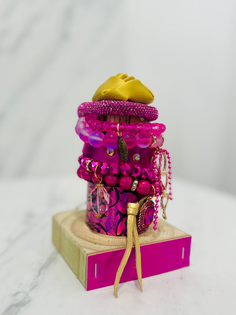 Hot Pink Hologram Roses & Charm Jumbo Stack