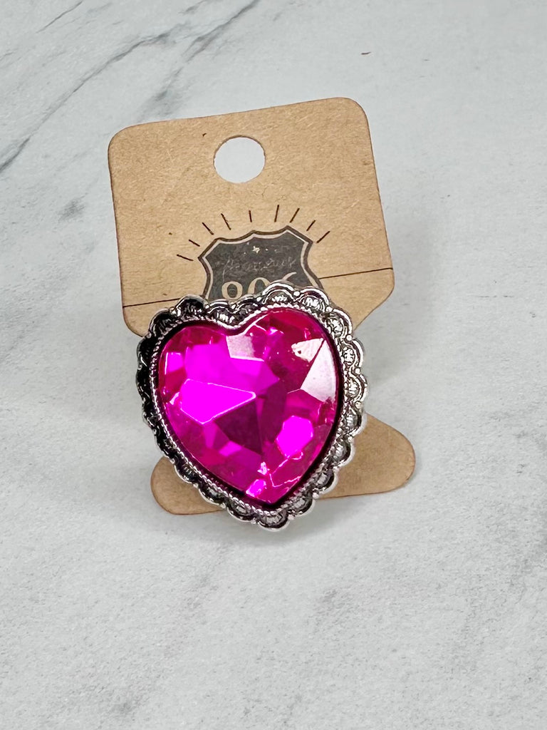 806 R036SFU-Antique Fuchsia Heart Ring