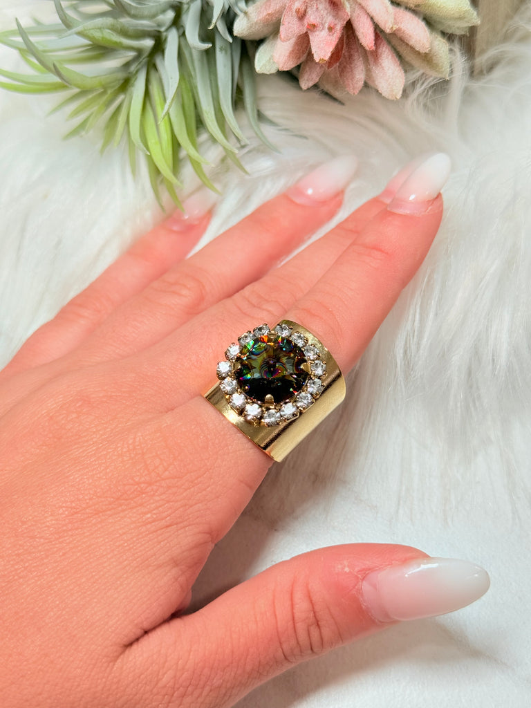 Jacci Swarovski Ring in Dark Peacock