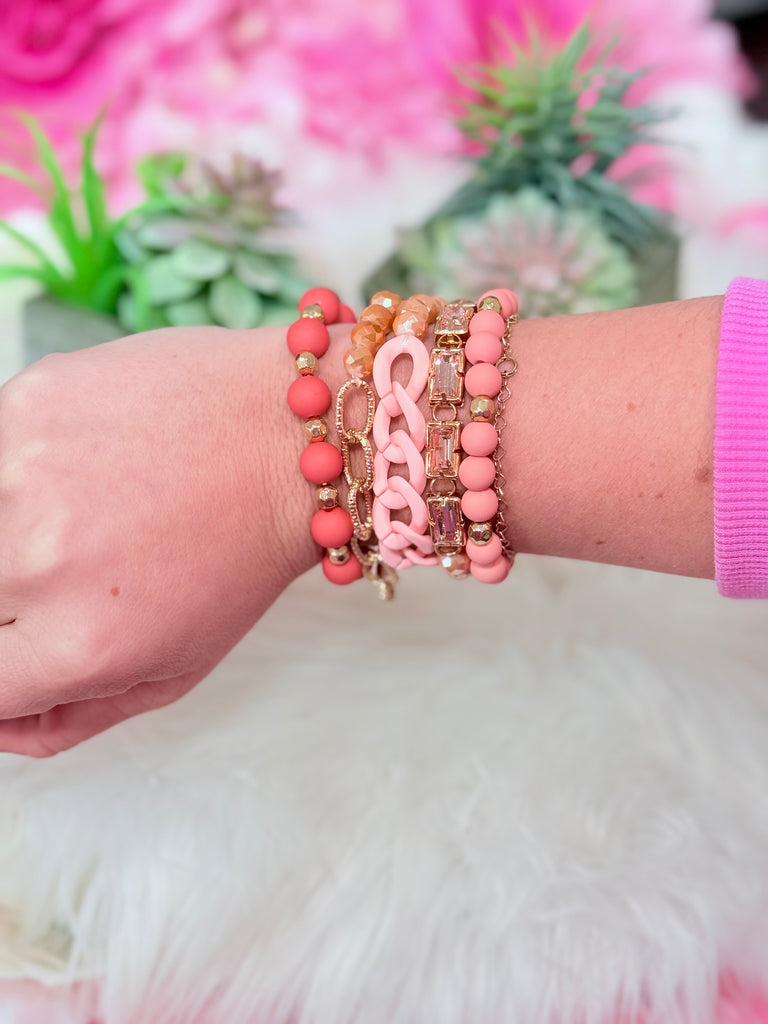 Peachy Blush Luxe Stacked Bracelet Set