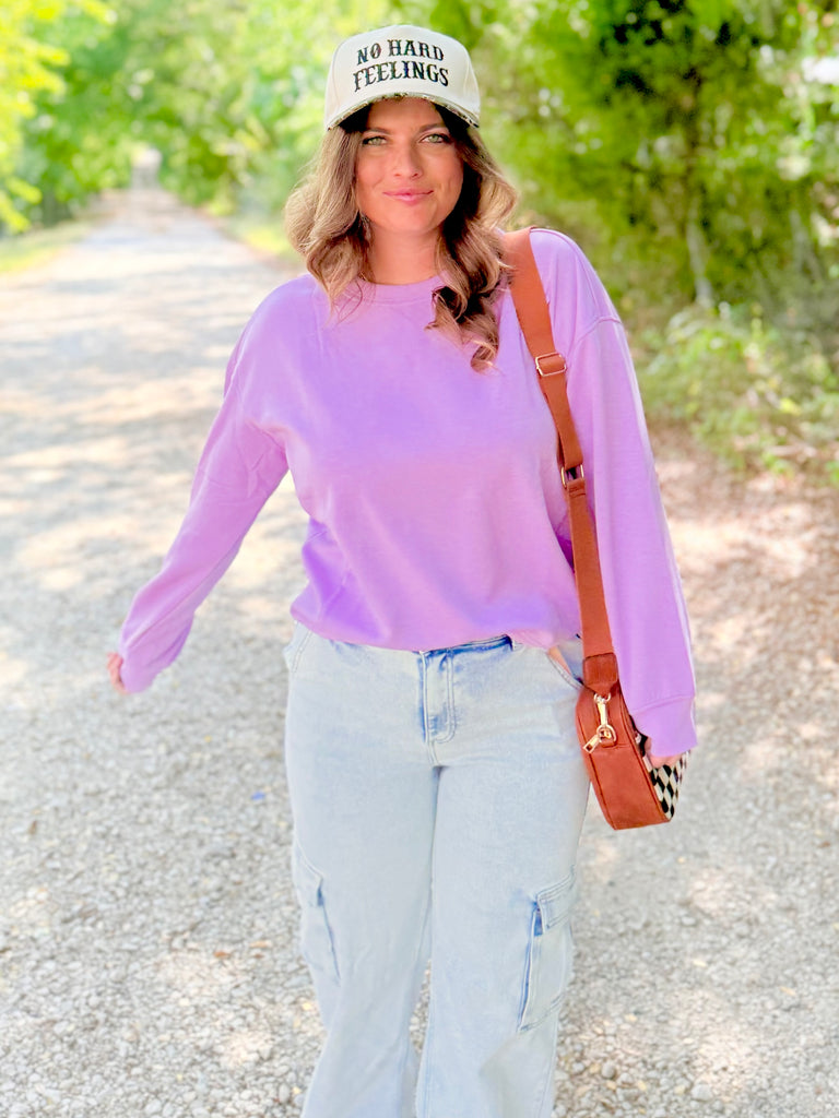 Soft Scuba Round-Neck Sweatshirt - Lavender