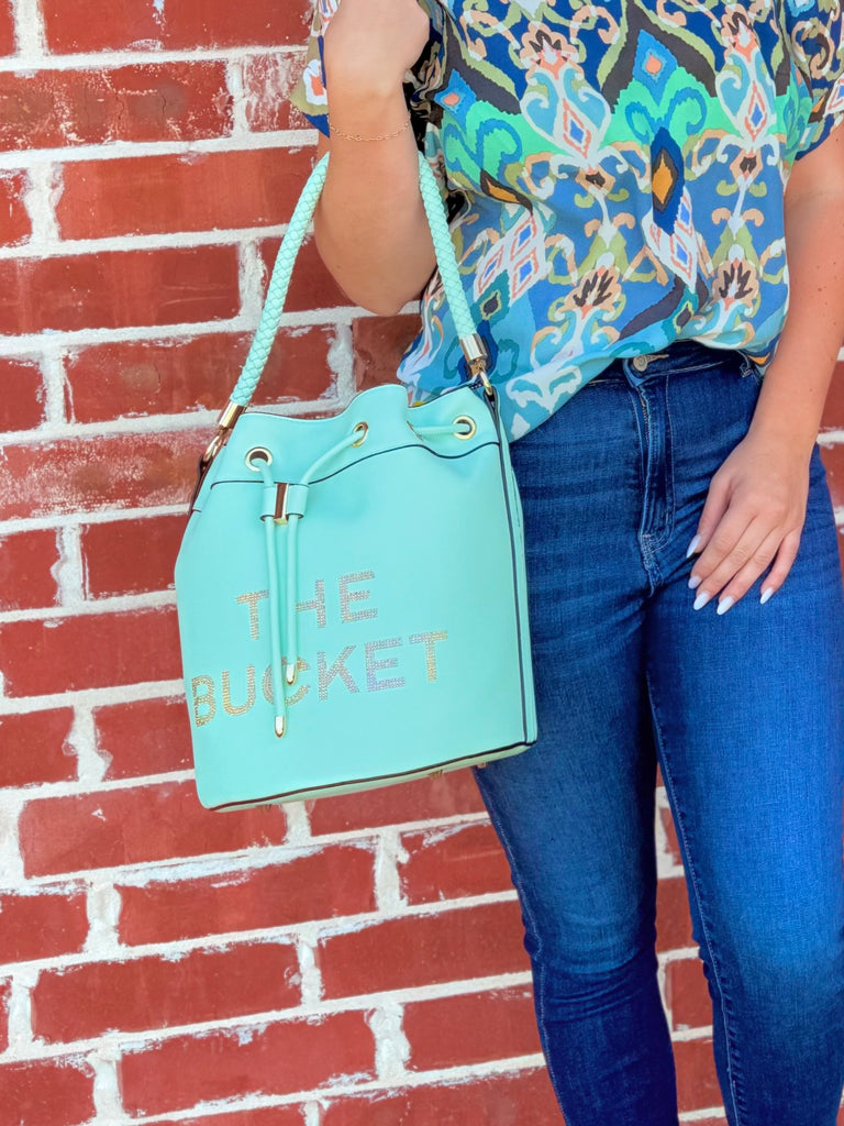 Pastel Cowboy Blue Diamond Placement The Bucket Bag Tote Purse