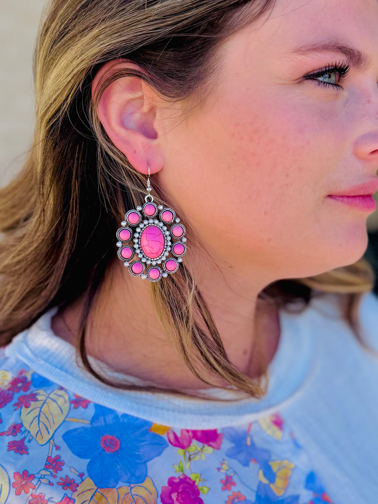 Blush Western Concho Earrings