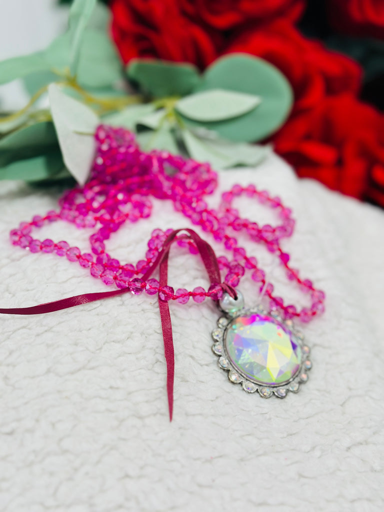 Sweet Berry & Crystal Link Necklace