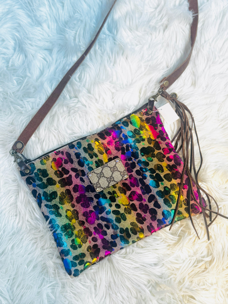 Multi Leopard Hide Crossbody Lux Purse