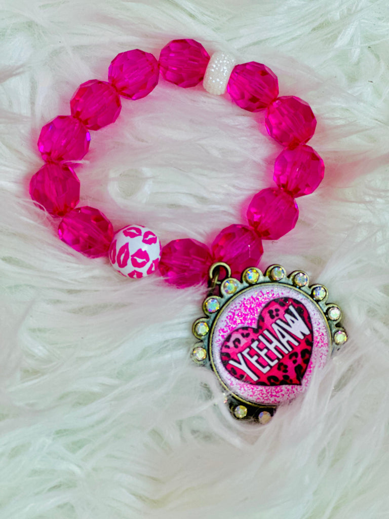 YeeHaw Pink Mix Graphic Embellished Bracelet