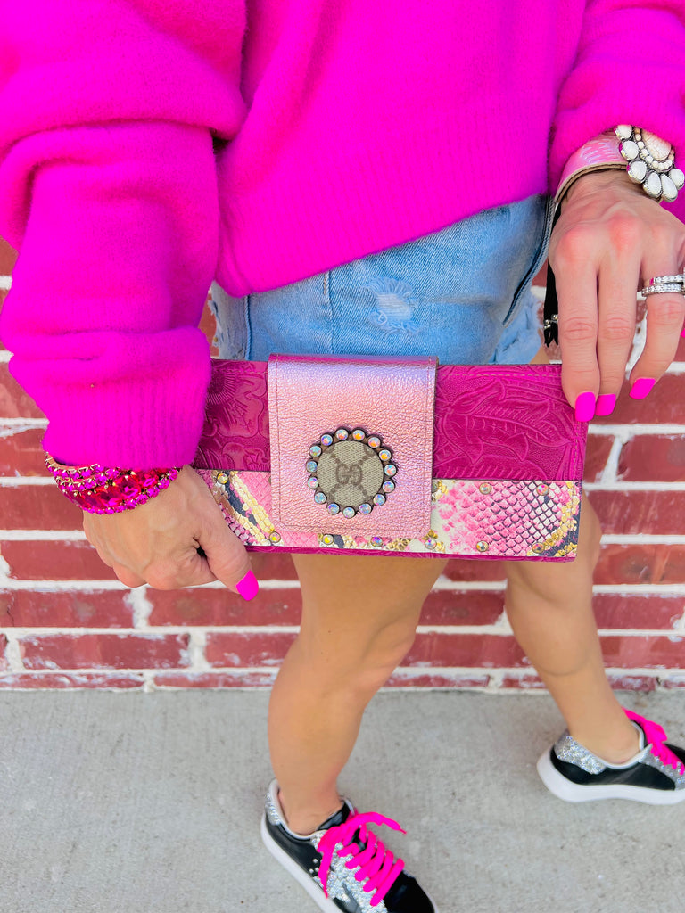 Fiesta All The Pink Mixed Leather Wallet Clutch