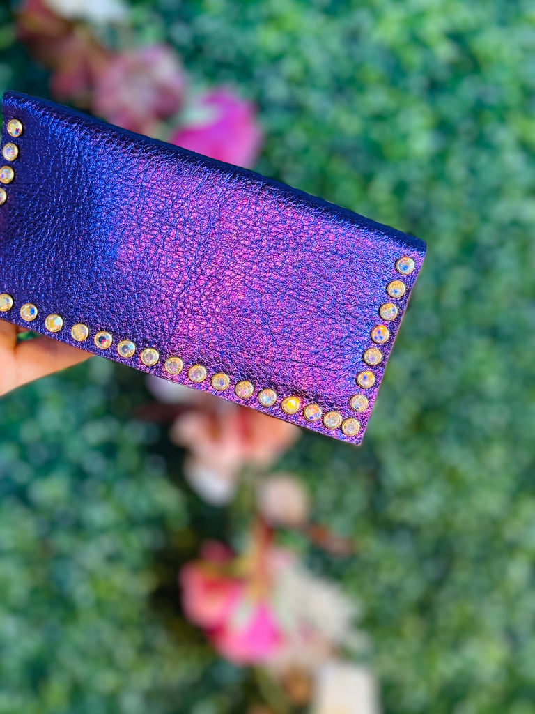 Violet Leather AB Checkbook Wallet