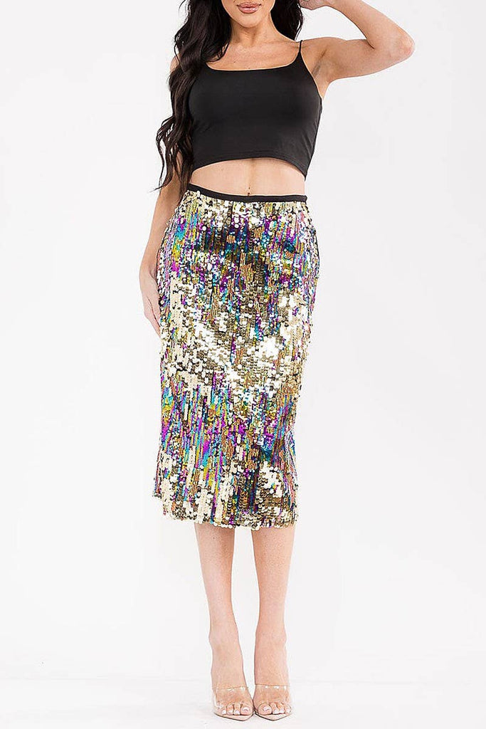 Disco Daze Sequin Midi Skirt