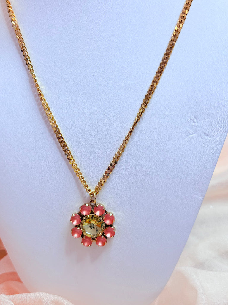 Watermelon Boho Swarovski Twiggy Plus Crystal Necklace