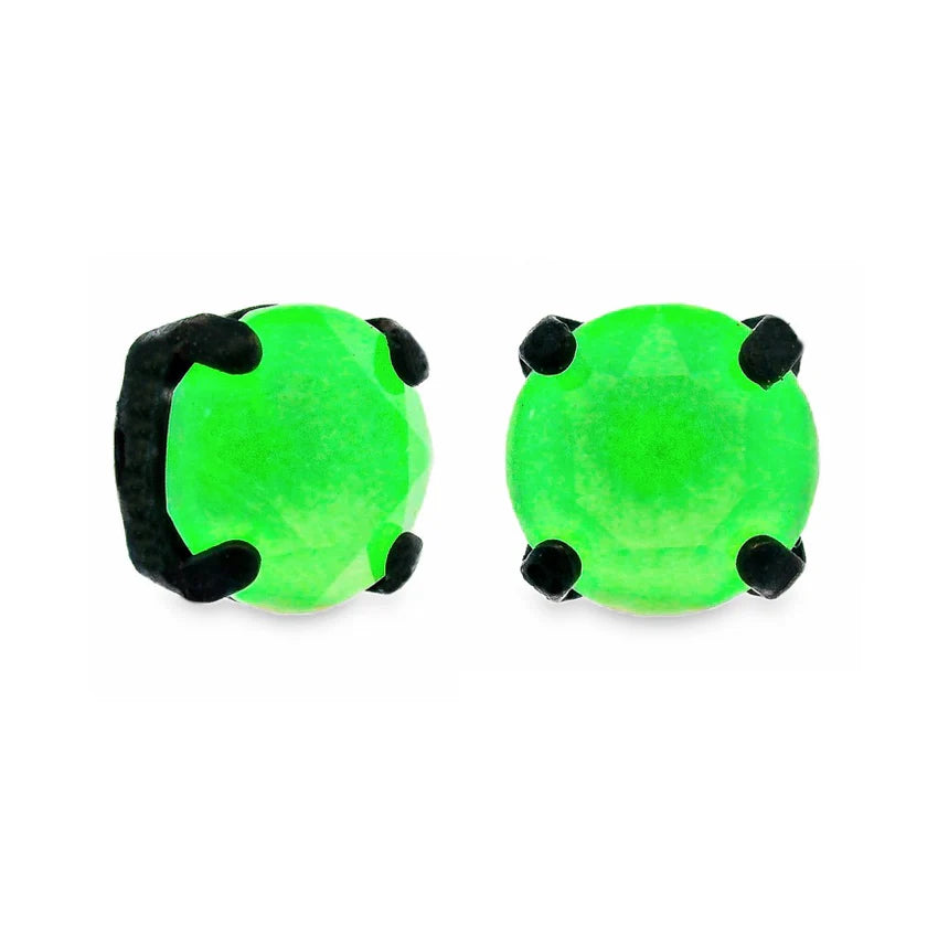 Oakland Swarovski Stud Earrings in Electric Smutt Green