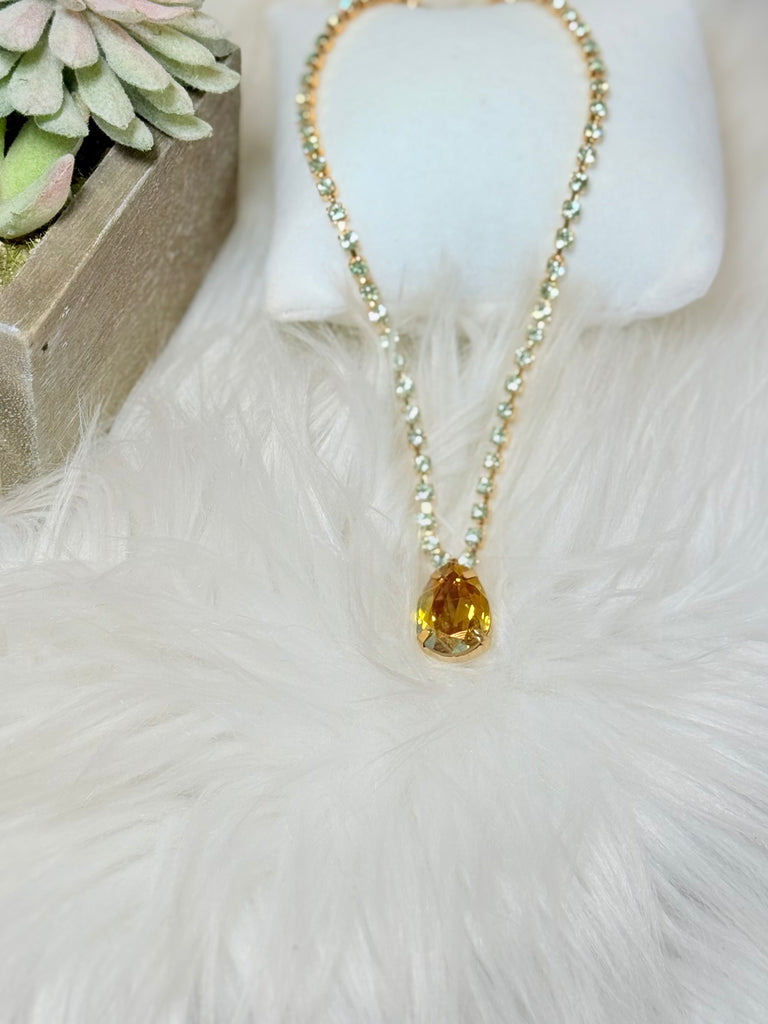 Milli Swarovski Crystal Necklace - Crysolite / Citrus Brandy