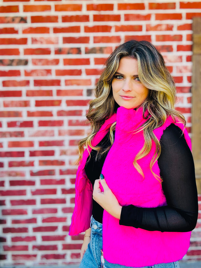 Luxe Layers Reversible Vest - Hottest Pink