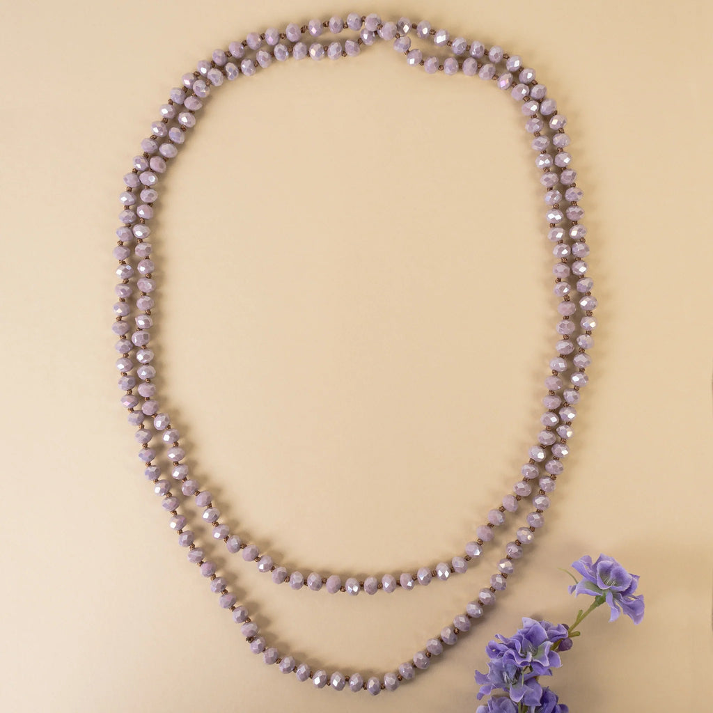 Shimmer Beaded Wrap Necklace in Lavender