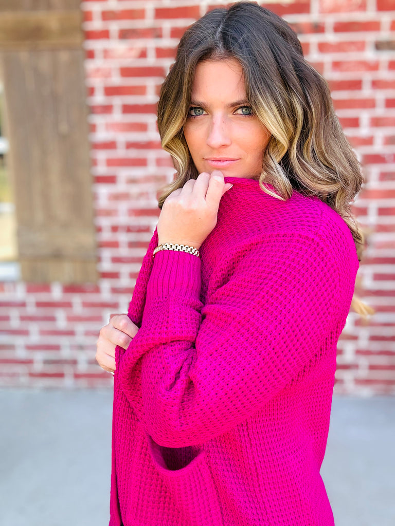 Magenta Knit Cardigan