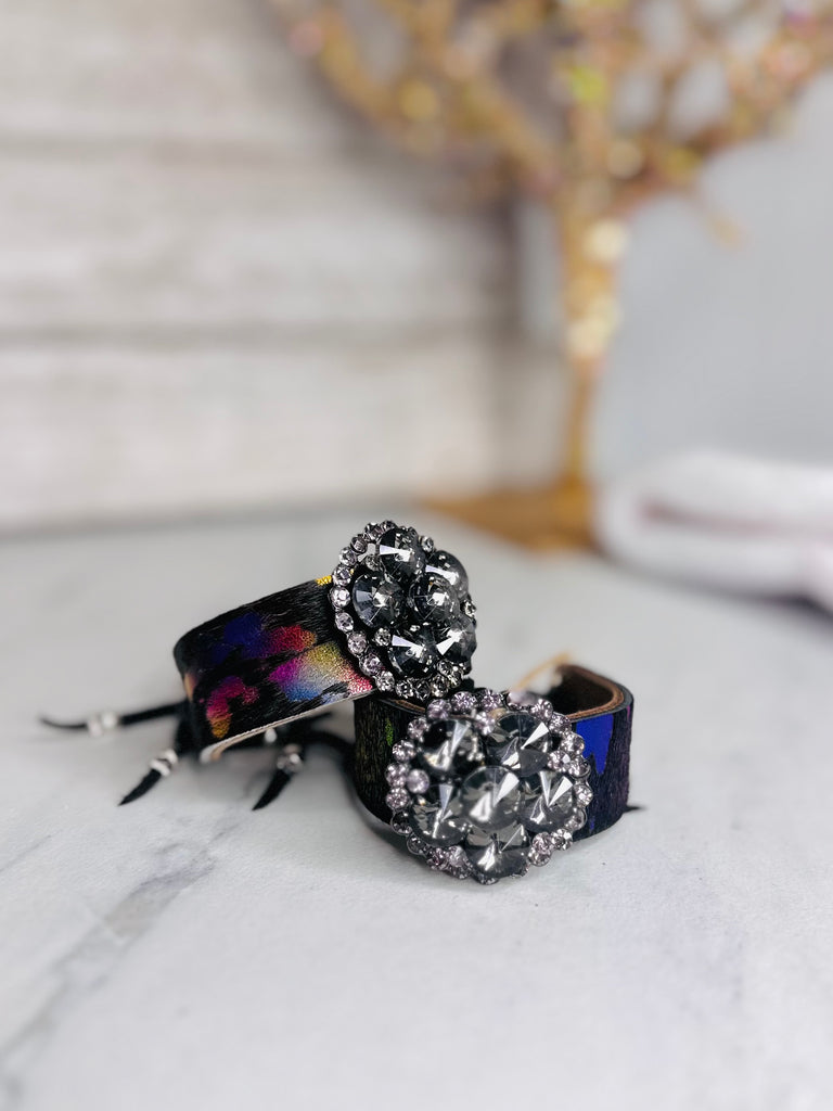 Jet Black & Multi Acid Wash Crystal Cuff