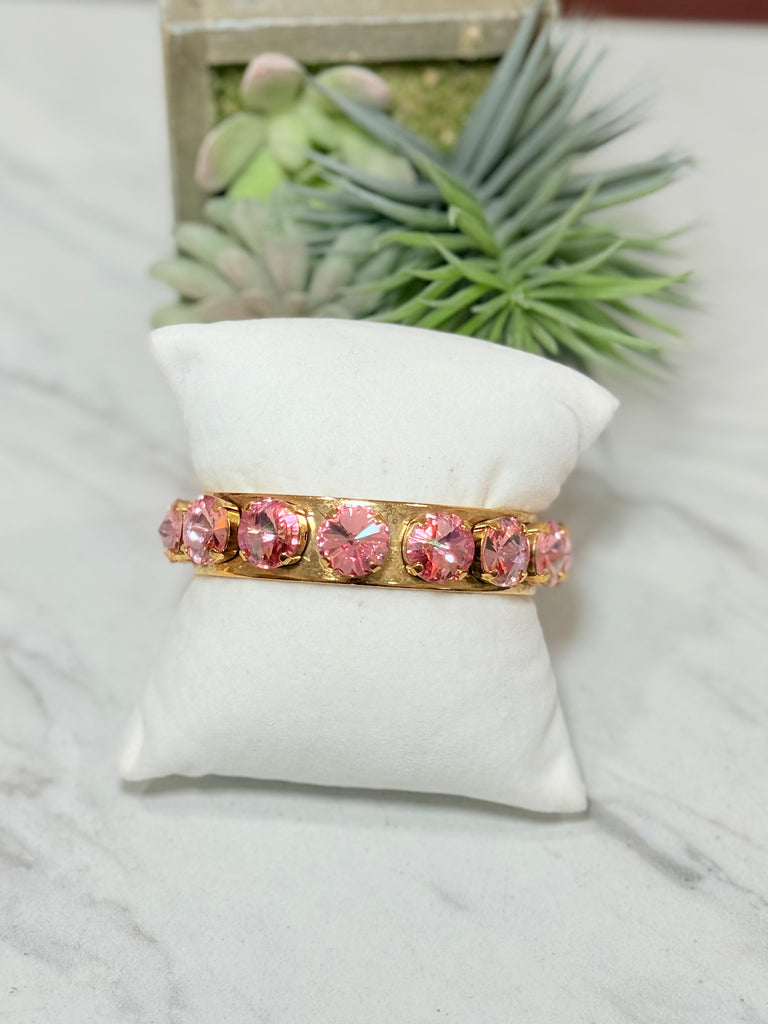 Kiera Swarovski Cuff Bracelet In Light Rose Glimmer