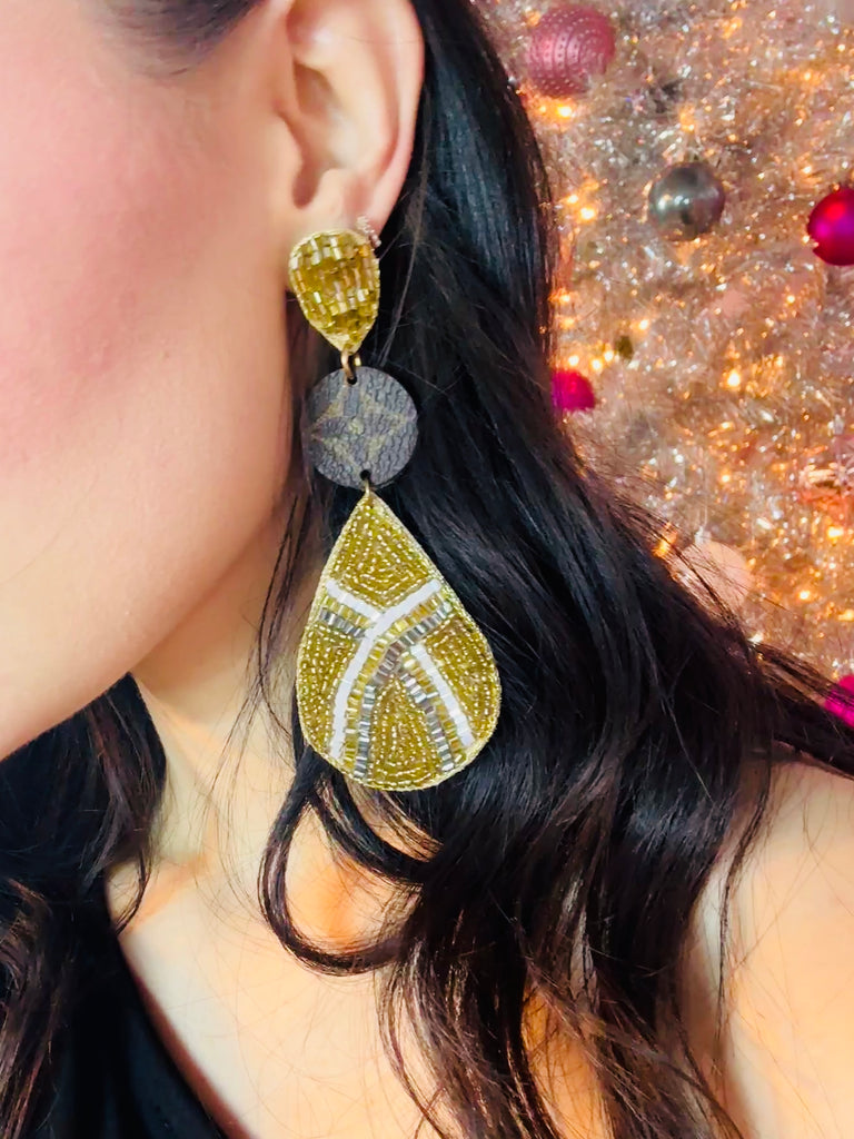 Tri & Gold beaded Earrings