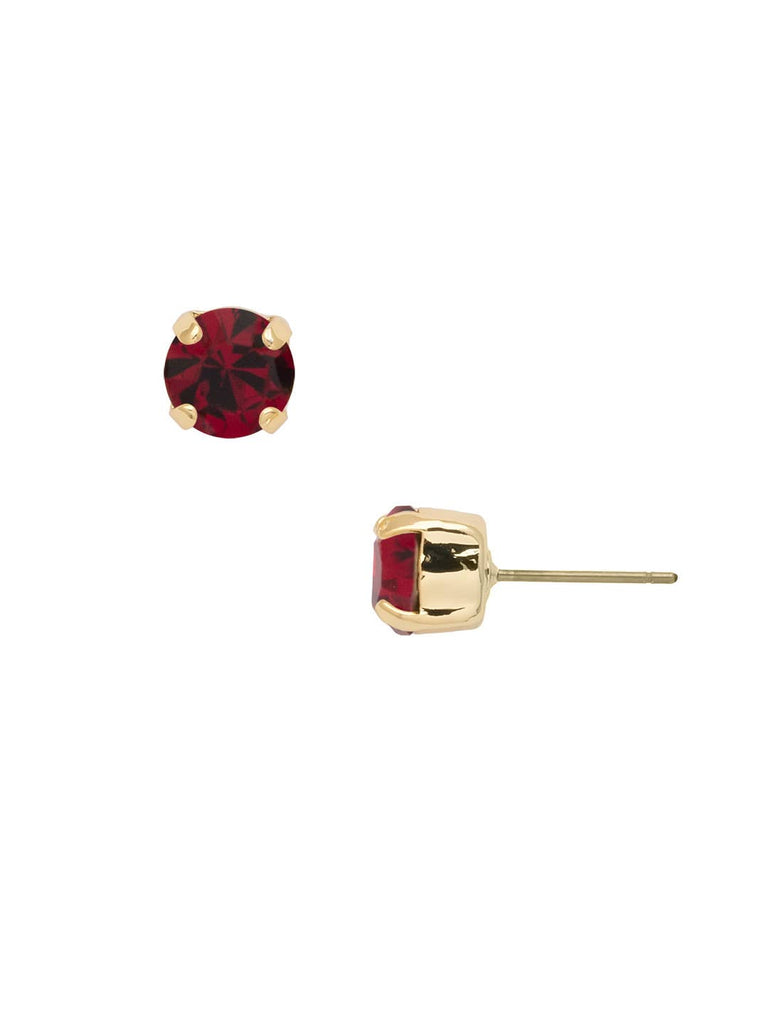 Simple Stud Earrings - Red and Gold