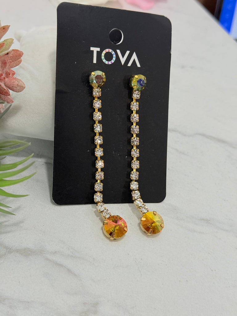 Aliza Swarovski Earrings in Citrus Lime Brandy