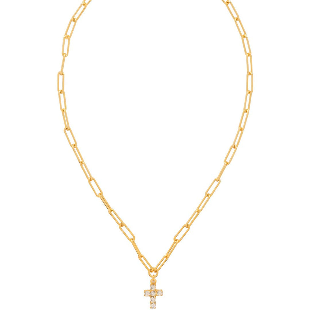 Carly Cross Pendant Necklace - NGE2BGCRY: Clear