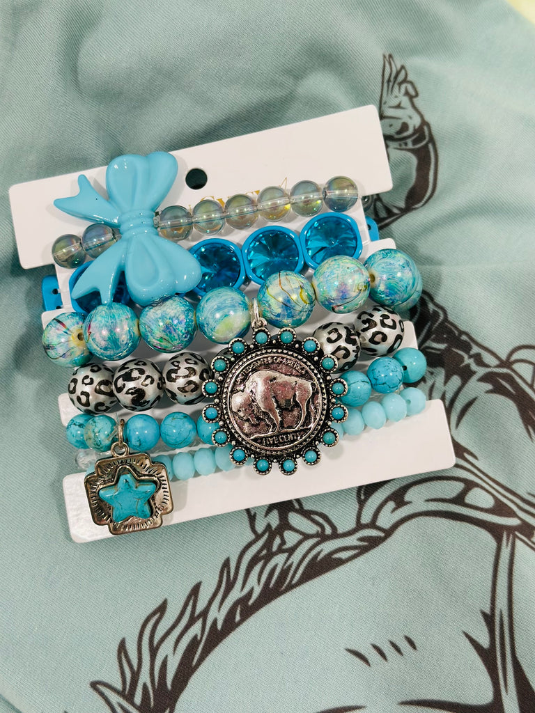 Loving Blues Beaded Bracelet Set