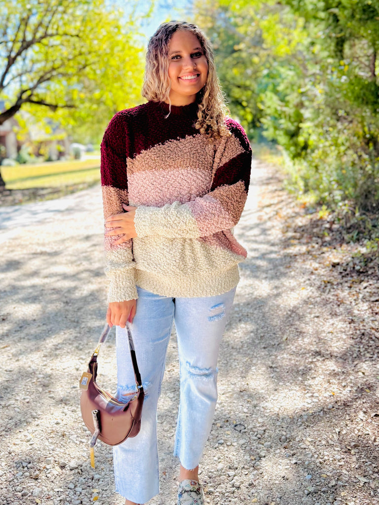 Choosing Cozy Sweater - Wine Multi