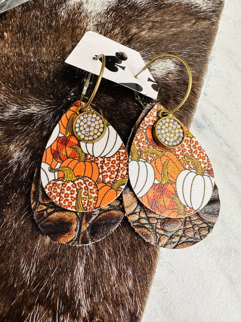 UPCYCLED LV EARRINGS WITH CRYSTALS - Tres Chic Trendz