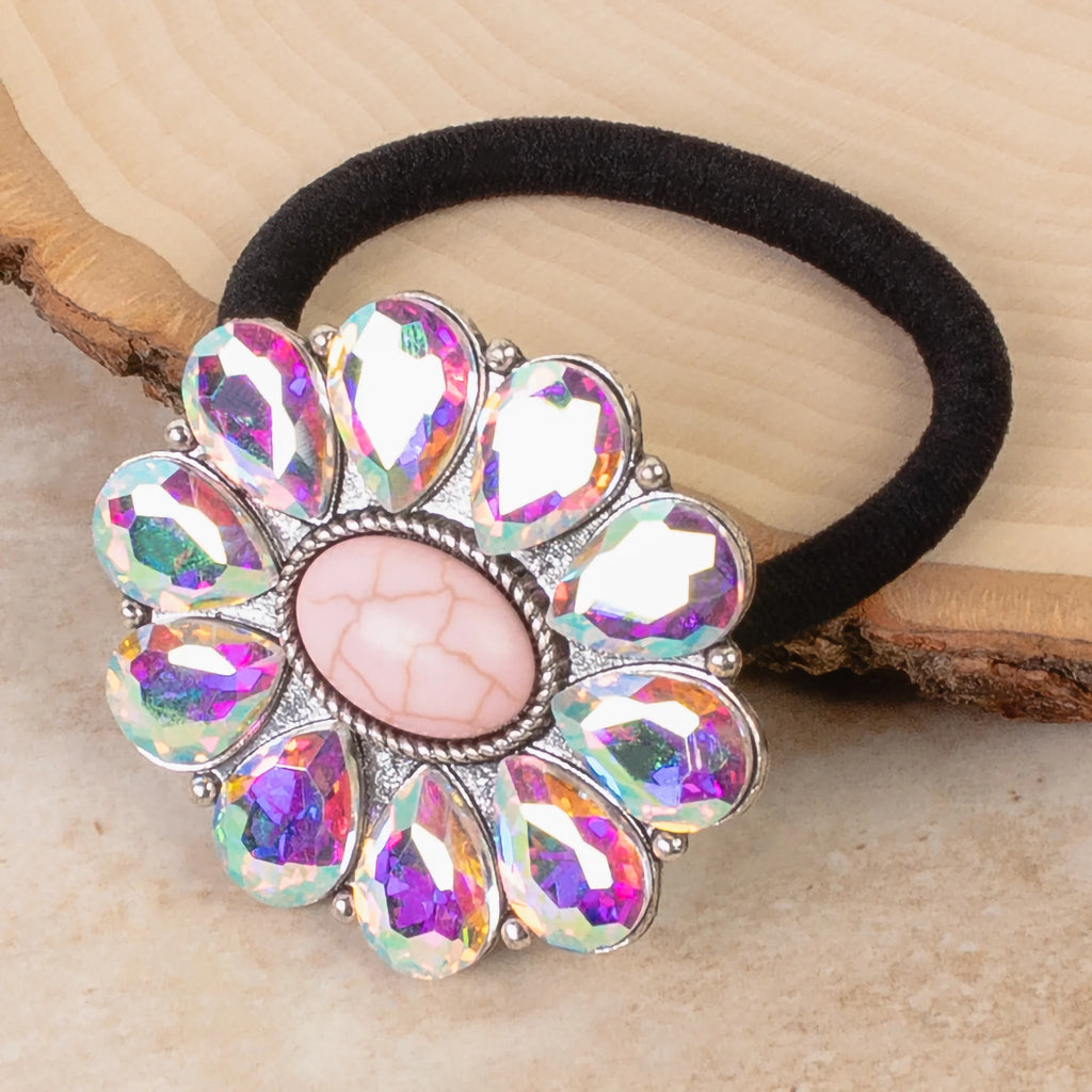 Squash Blossom Blushing Crystal Hair Tie