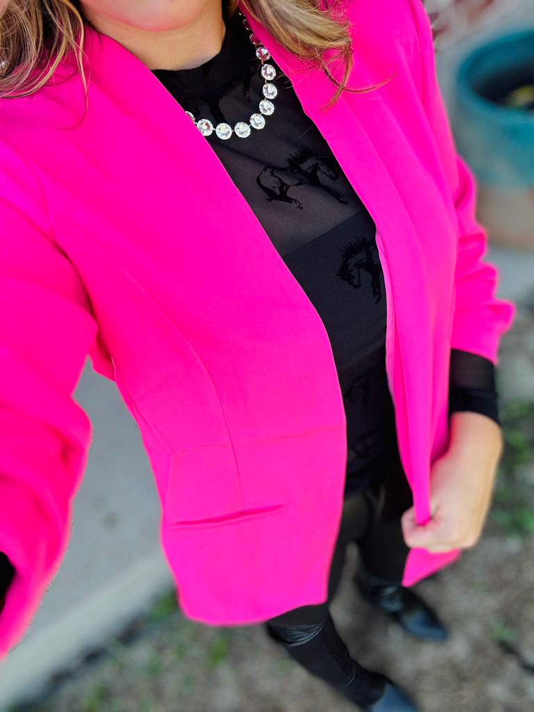 Hot Pink Front open Chic Blazer