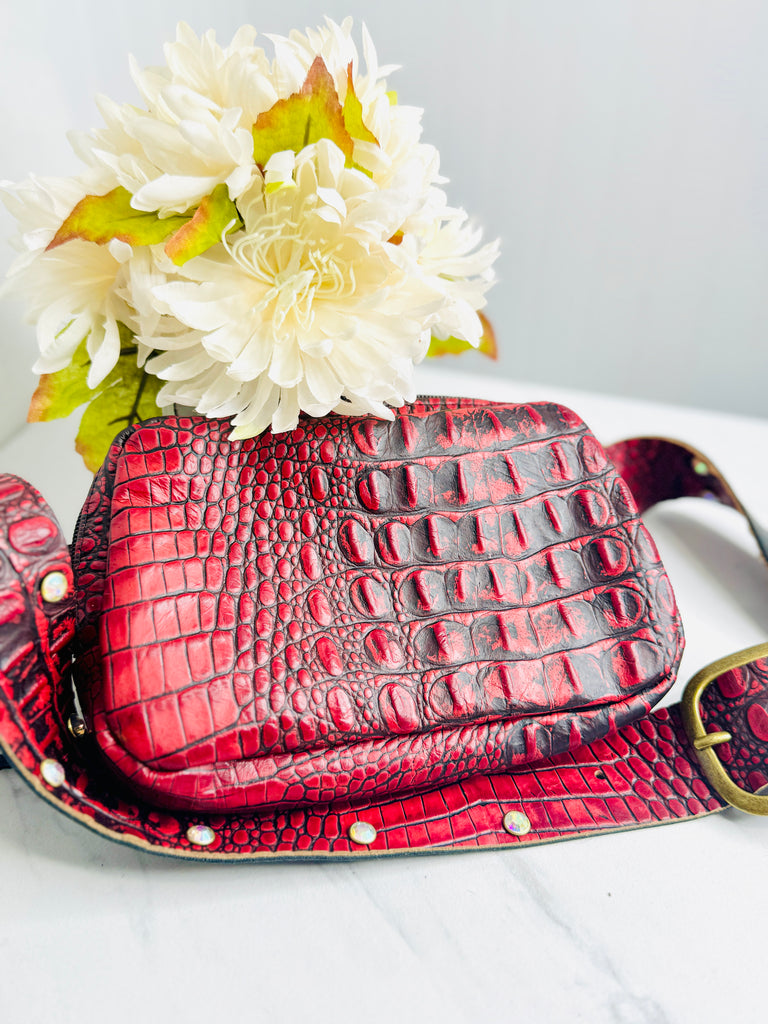 All Over Cherry Red Leather & AB Paige Crossbody