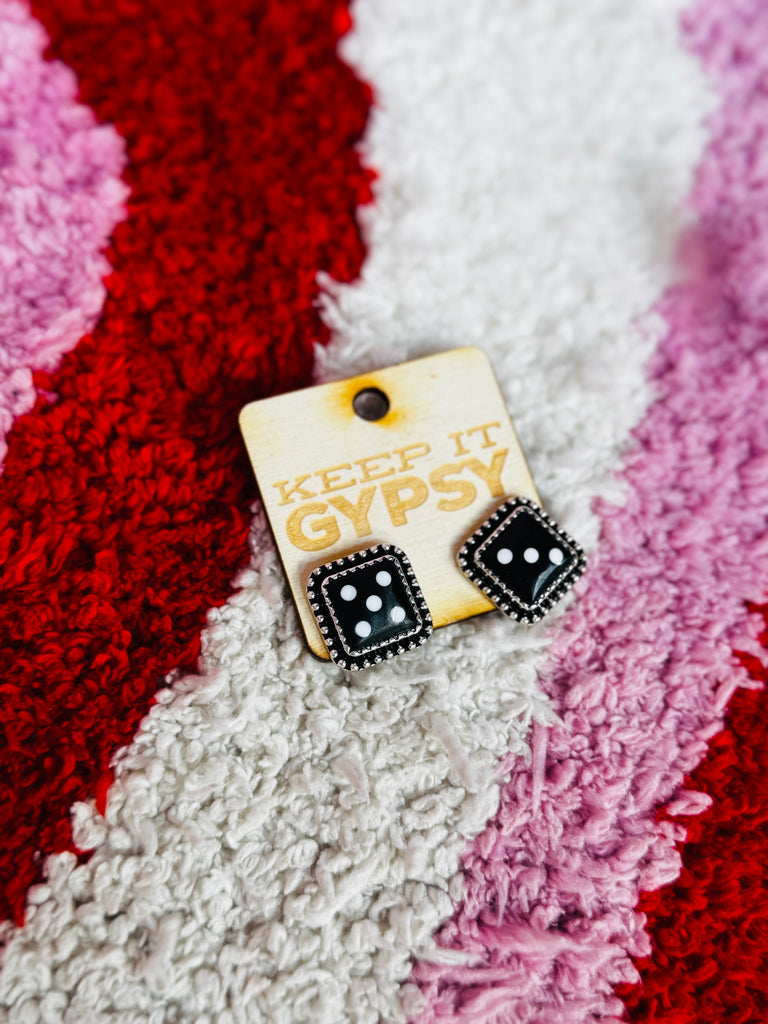 Dicey in Black Stud Earrings