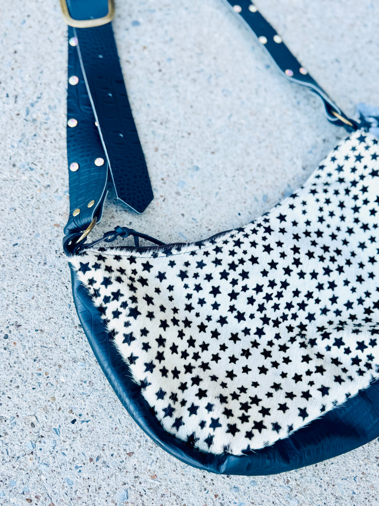 Two Tone Starry Midnight Leather Roxie Purse