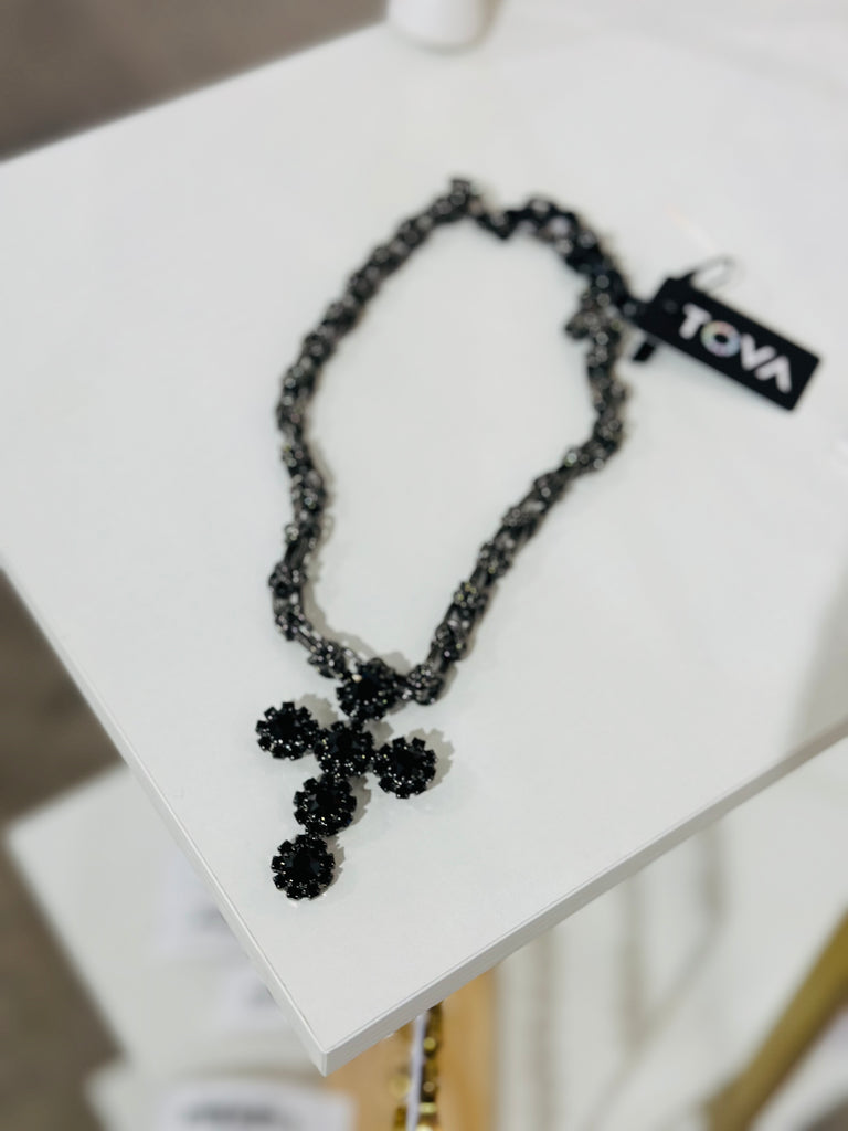 Jet Black Madonna Swarovski Necklace