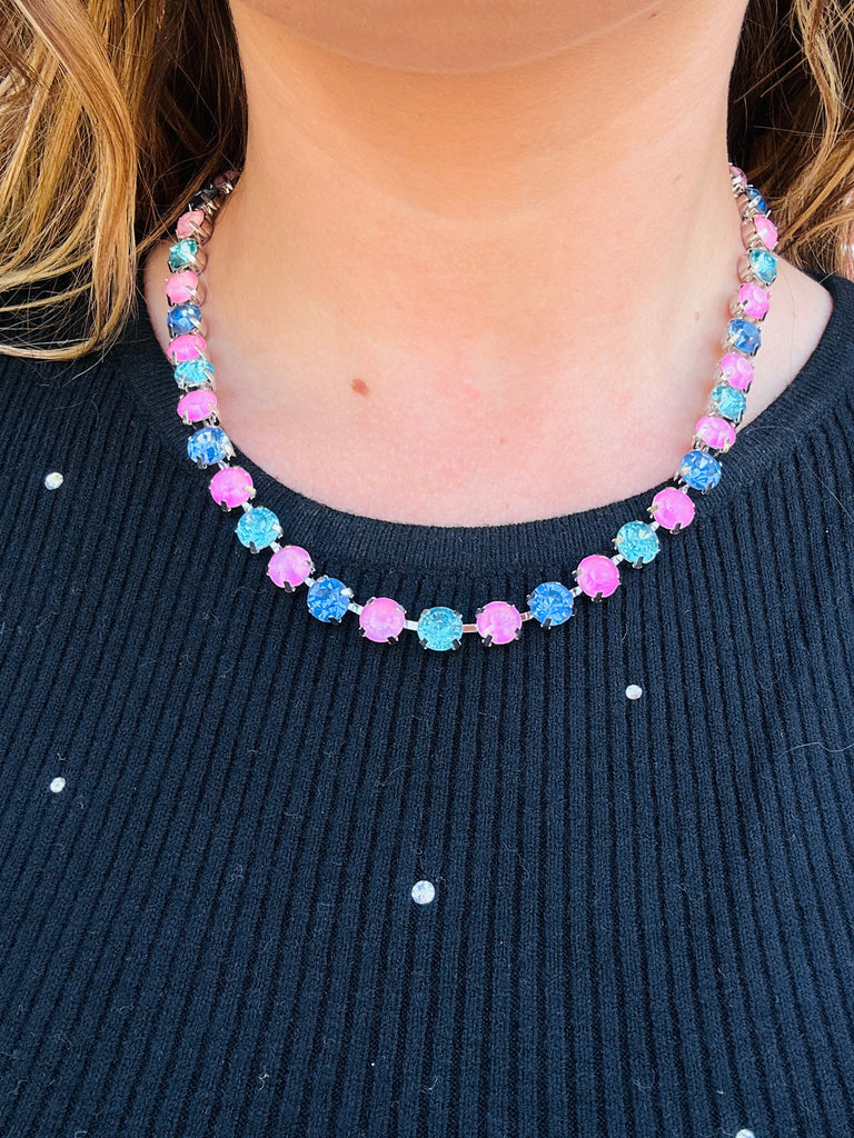 Myra Pink & Blue Gem Necklace