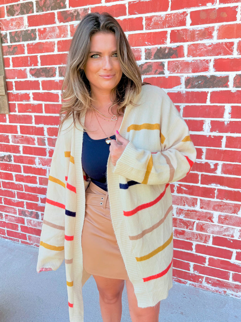 Drawing The Line Cardigan - Beige