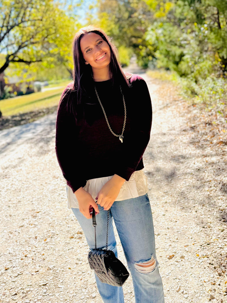 Fall In Love Layered Ruffle Top - Burgundy