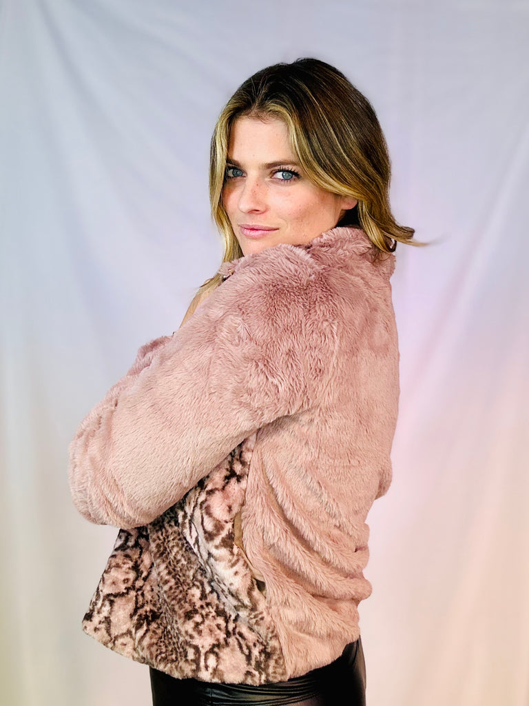 Blushing Two Steppin Two Tone Fur Jacket