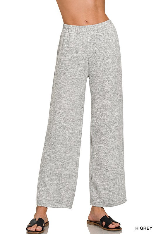 Lazy Days Soft and Sweet Wide Leg Lounge Sweat Pants in Heather Grey