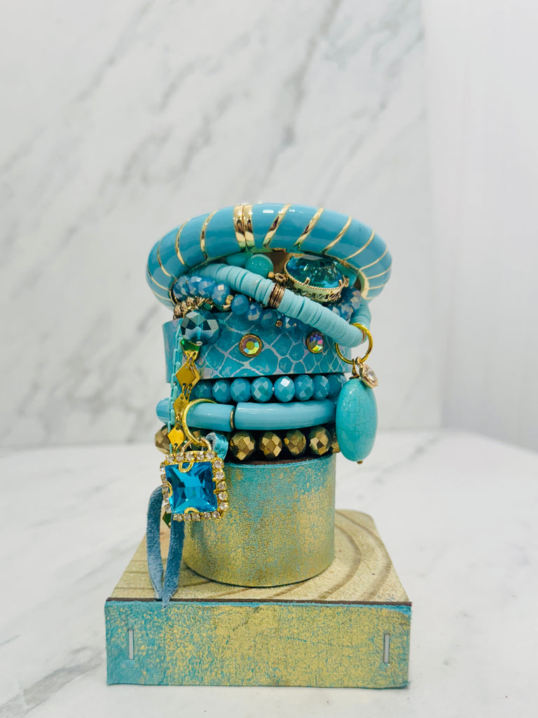 Dusted Golden Teal Leather Jumbo Stack