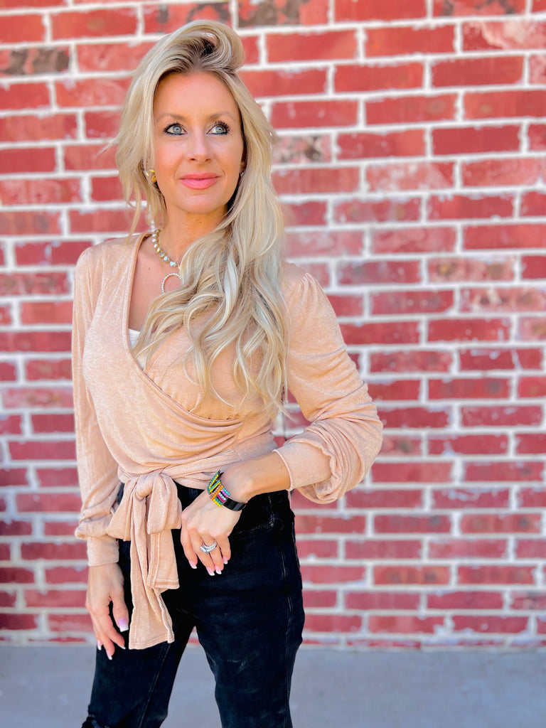 Luxe Tie-Front Blouse - Champagne Taupe