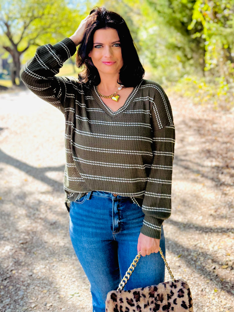 Keep In Touch Top - Olive