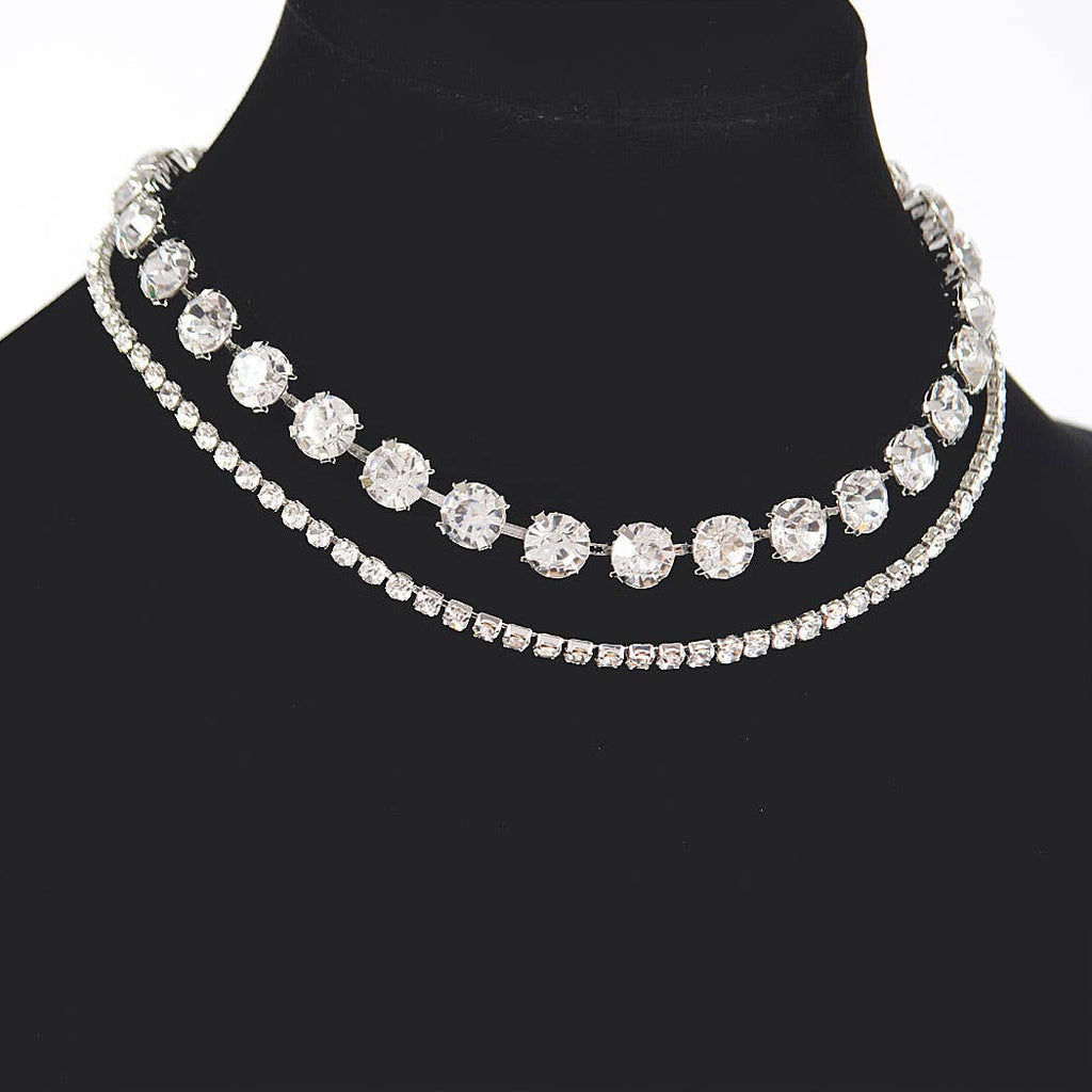 Rhinestone Necklace: Silver